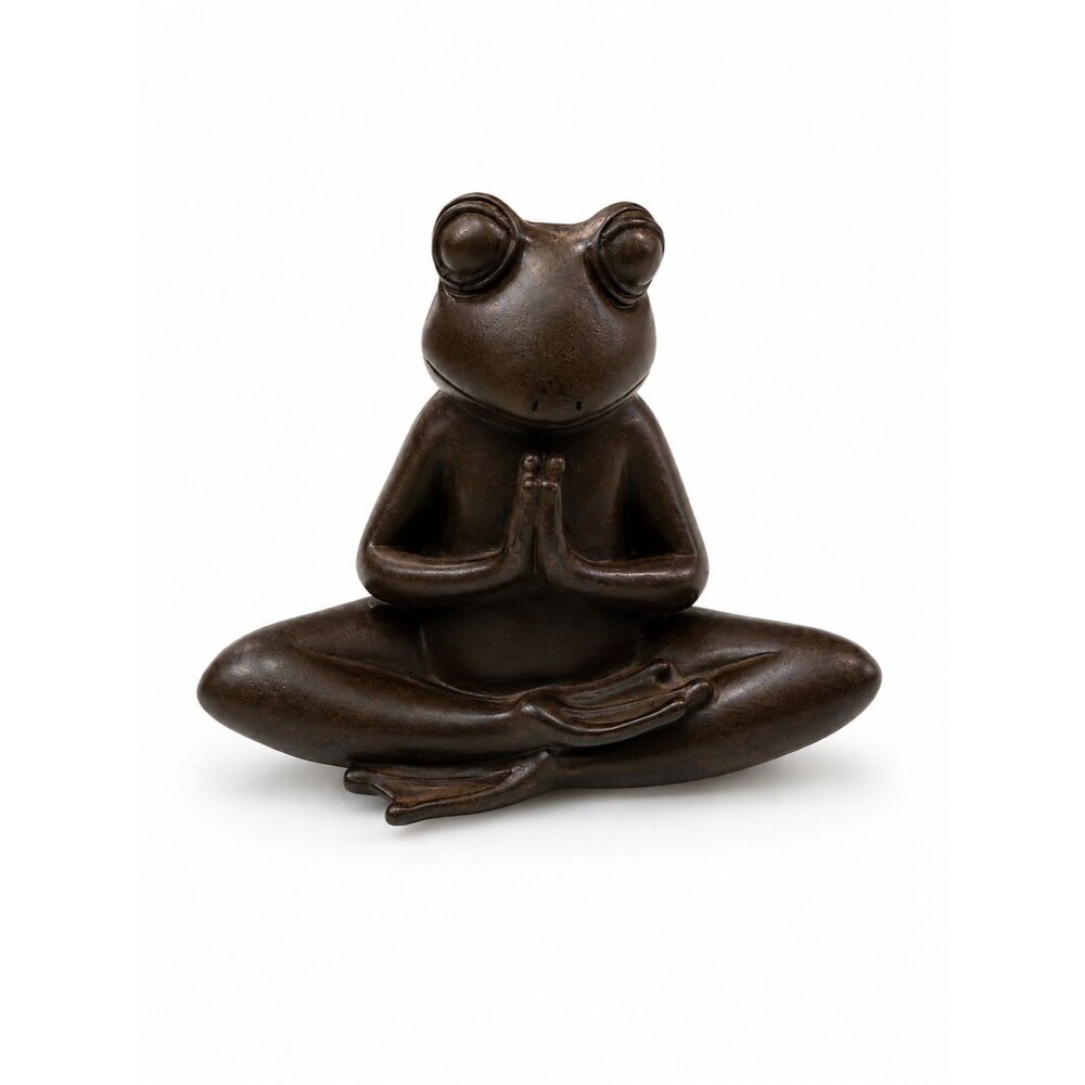 Meditating Frog Sculpture - Brown Home Art Accent - Picture 1 of 4